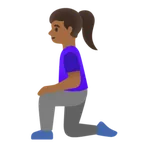 woman kneeling: medium-dark skin tone til Google platform