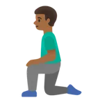 Google platformu için man kneeling: medium-dark skin tone