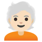 person: light skin tone, white hair untuk platform Google