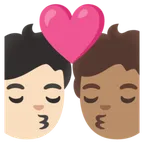kiss: person, person, light skin tone, medium skin tone til Google platform