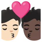 kiss: person, person, light skin tone, dark skin tone für Google Plattform