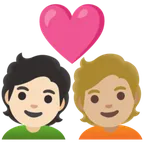couple with heart: person, person, light skin tone, medium-light skin tone for Google platform