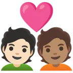 Google dla platformy couple with heart: person, person, light skin tone, medium skin tone