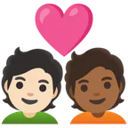 couple with heart: person, person, light skin tone, medium-dark skin tone untuk platform Google