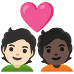 couple with heart: person, person, light skin tone, dark skin tone untuk platform Google