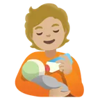 person feeding baby: medium-light skin tone สำหรับแพลตฟอร์ม Google