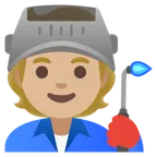 Google platformu için factory worker: medium-light skin tone