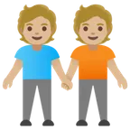 people holding hands: medium-light skin tone pentru platforma Google