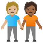 people holding hands: medium-light skin tone, medium-dark skin tone pentru platforma Google