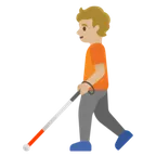 person with white cane: medium-light skin tone pentru platforma Google