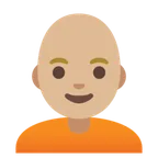 Google platformu için person: medium-light skin tone, bald