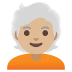 person: medium-light skin tone, white hair สำหรับแพลตฟอร์ม Google