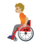 person in manual wheelchair: medium-light skin tone สำหรับแพลตฟอร์ม Google