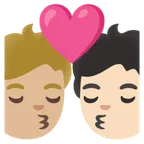 kiss: person, person, medium-light skin tone, light skin tone لمنصة Google