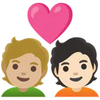 couple with heart: person, person, medium-light skin tone, light skin tone untuk platform Google