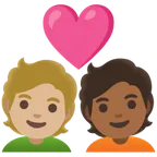 Google platformu için couple with heart: person, person, medium-light skin tone, medium-dark skin tone