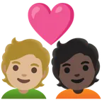 Google 플랫폼을 위한 couple with heart: person, person, medium-light skin tone, dark skin tone