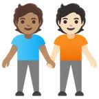 people holding hands: medium skin tone, light skin tone pentru platforma Google
