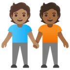 people holding hands: medium skin tone, medium-dark skin tone per la piattaforma Google