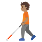 person with white cane: medium skin tone pour la plateforme Google