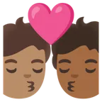 kiss: person, person, medium skin tone, medium-dark skin tone لمنصة Google
