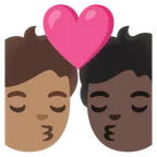 kiss: person, person, medium skin tone, dark skin tone لمنصة Google
