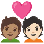 Google platformu için couple with heart: person, person, medium skin tone, light skin tone
