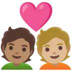 couple with heart: person, person, medium skin tone, medium-light skin tone für Google Plattform