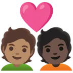 couple with heart: person, person, medium skin tone, dark skin tone für Google Plattform