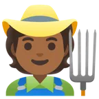 farmer: medium-dark skin tone pentru platforma Google