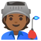 Google platformu için factory worker: medium-dark skin tone