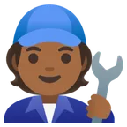 mechanic: medium-dark skin tone สำหรับแพลตฟอร์ม Google