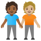 people holding hands: medium-dark skin tone, medium-light skin tone pentru platforma Google
