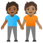 people holding hands: medium-dark skin tone, medium skin tone per la piattaforma Google