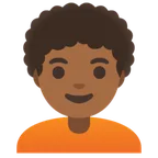 Google dla platformy person: medium-dark skin tone, curly hair