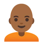 Google platformu için person: medium-dark skin tone, bald
