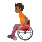 person in manual wheelchair: medium-dark skin tone สำหรับแพลตฟอร์ม Google