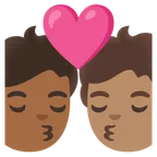kiss: person, person, medium-dark skin tone, medium skin tone لمنصة Google