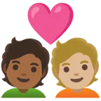Google 플랫폼을 위한 couple with heart: person, person, medium-dark skin tone, medium-light skin tone