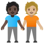 people holding hands: dark skin tone, medium-light skin tone pentru platforma Google