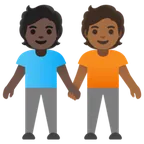 Google 플랫폼을 위한 people holding hands: dark skin tone, medium-dark skin tone