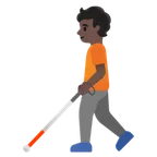 person with white cane: dark skin tone para la plataforma Google
