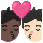 kiss: person, person, dark skin tone, light skin tone til Google platform