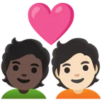 couple with heart: person, person, dark skin tone, light skin tone untuk platform Google