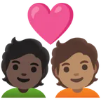couple with heart: person, person, dark skin tone, medium skin tone für Google Plattform
