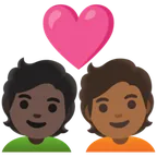 Google dla platformy couple with heart: person, person, dark skin tone, medium-dark skin tone