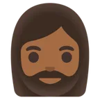woman: medium-dark skin tone, beard for Google-plattformen