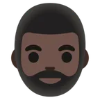 man: dark skin tone, beard untuk platform Google