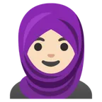 woman with headscarf: light skin tone untuk platform Google