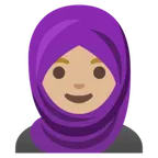woman with headscarf: medium-light skin tone untuk platform Google